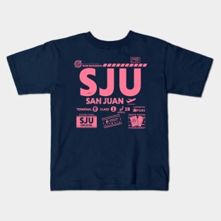 Vintage San Juan Puerto Rico SJU Airport Code Travel Day Retro Travel Tag Kids T-Shirt